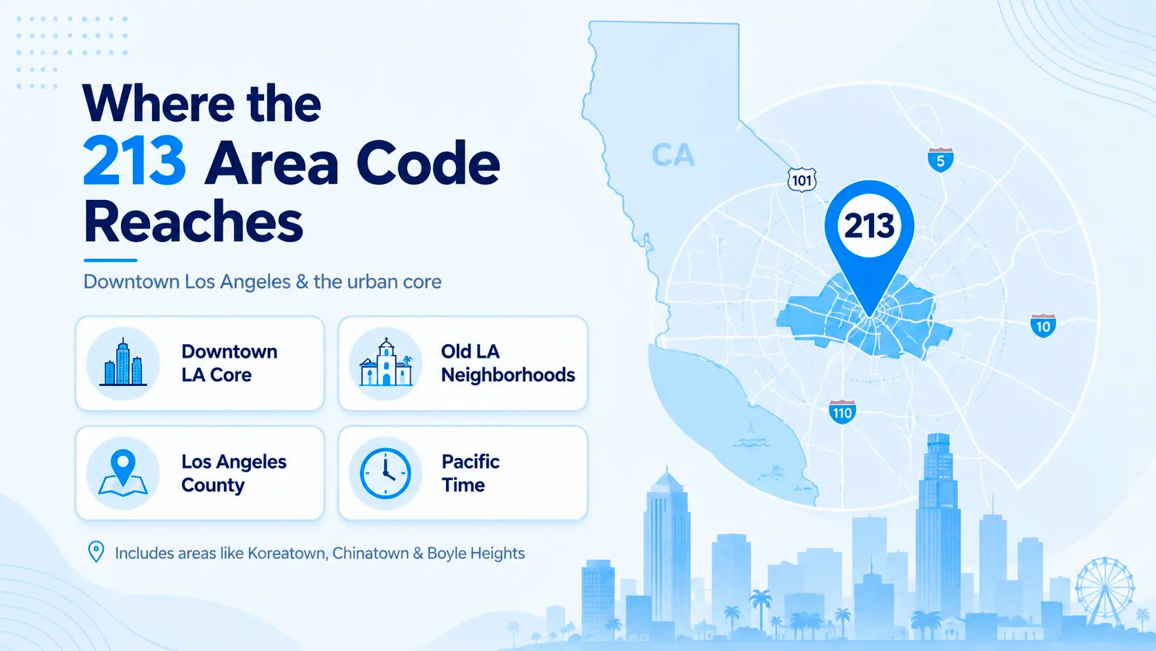 213 Area Code: Los Angeles Location